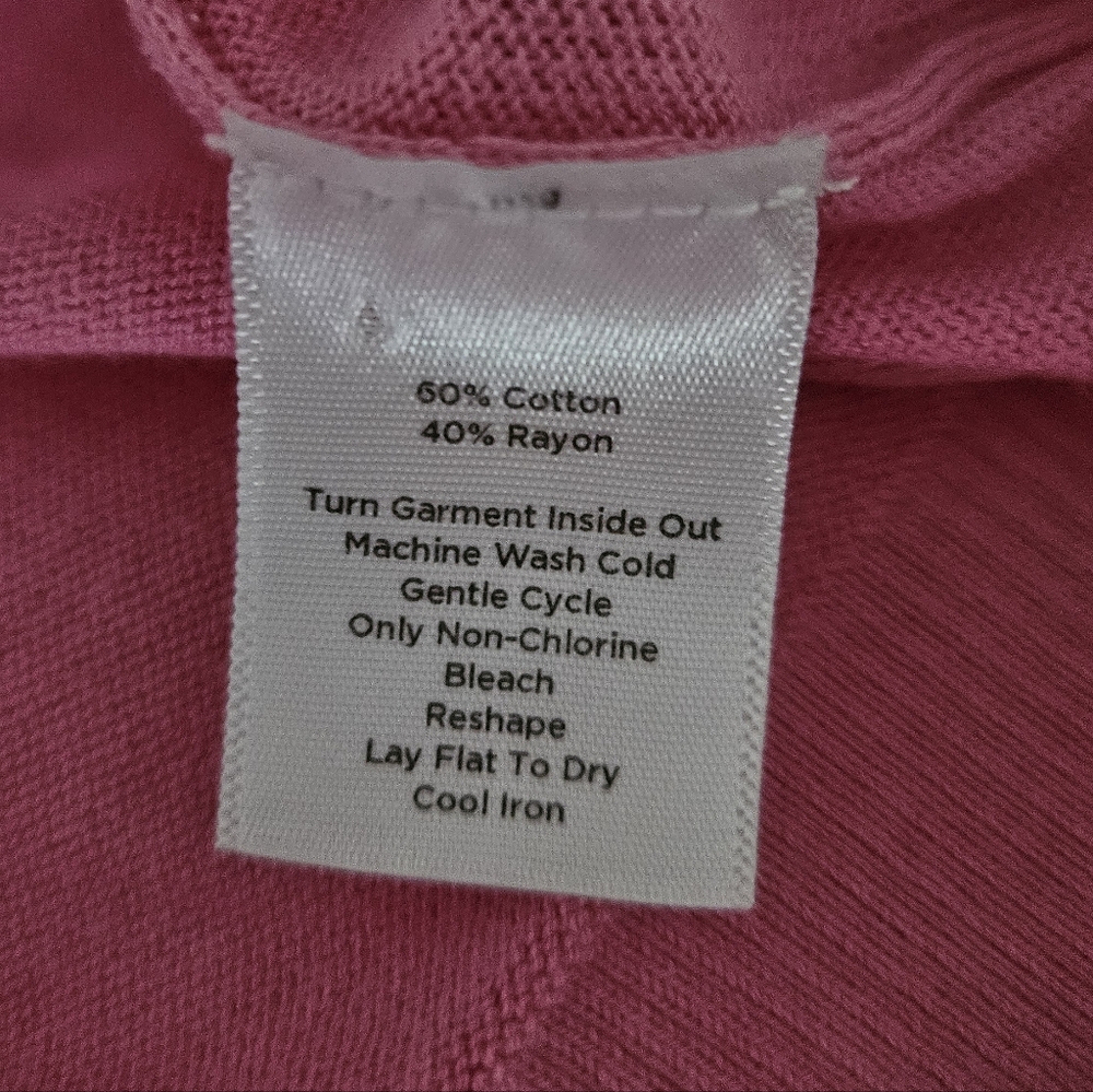 TALBOTS Pink Ruffle Front Gold Button Knit Cardigan | SZ M - Picture 7 of 7